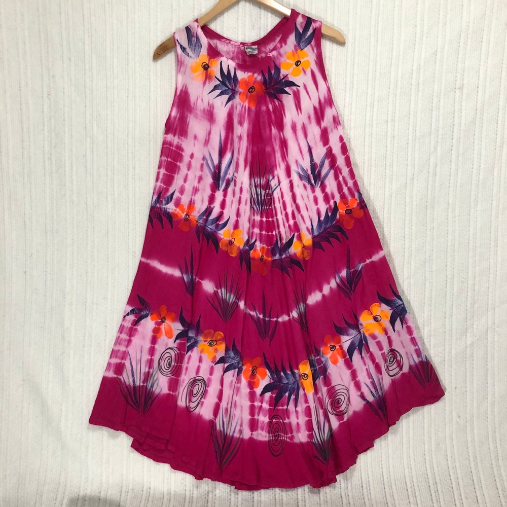 Shoreline Tie Dye‎ Dress Floral Sleeveless Casual Sundress One Size Fits Most